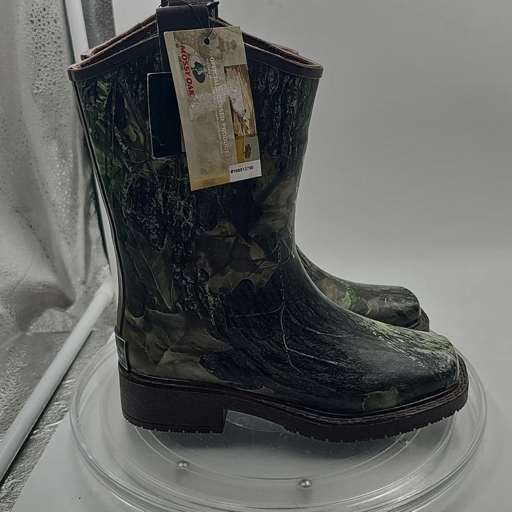 Mossy Oak Kids Camo Rain & Snow Boots - Green/Brown Size 12/13
